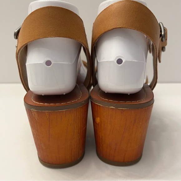 Lucky Brand Womens Hannela Brown Leather Boho Wooden Platform Sandals Size 9.5 - Picture 4 of 14